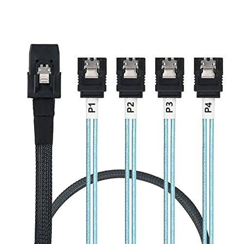 Câble Mini SAS SFF-8087 vers 4 SATA avec gaine haute densité pour serveur NAS 1m - 2