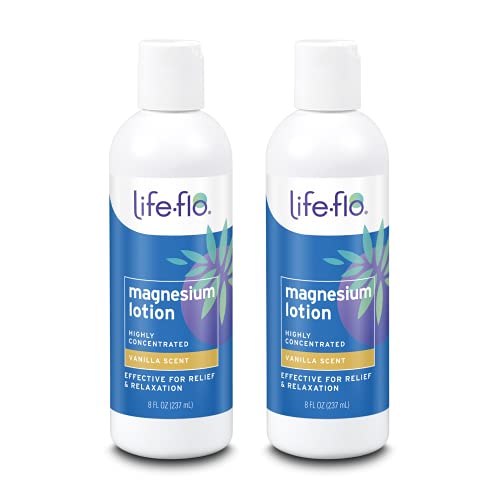 LIFE-FLO Magnesium Lotion - New, Improved Magnesium Chloride from Zechstein Seabed - Soothes Muscles, Joints When Massaged into Skin - Great for Kids, Hypoallergenic (8oz, 2pk, Vanilla) LIFE-FLO Magnesium Lotion - New, Improved Magnesium Chloride from Zechstein Seabed - Soothes Muscles, Joints When Massaged into Skin - Great for Kids, Hypoallergenic (8oz, 2pk, Vanilla)