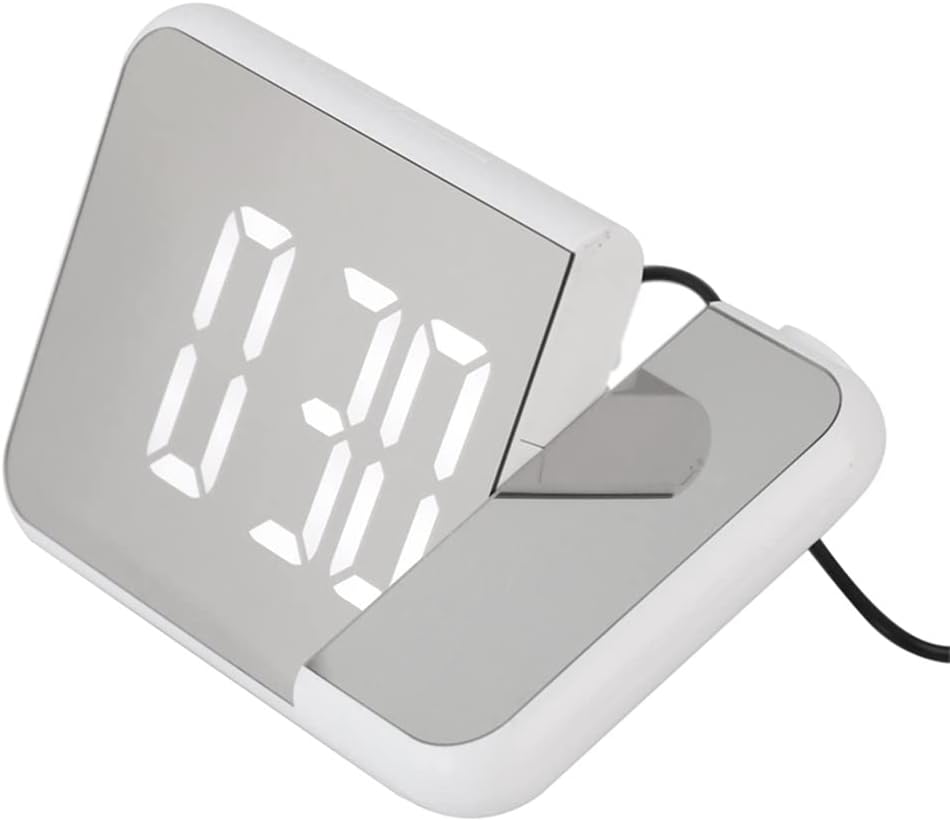 Digital Alarm Clock Projection Thermometer Creative Electronic Projection Clock Frame Home (Color : White Size (White