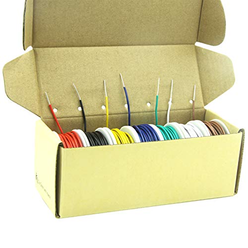 18 awg 0.8mm² Solid wire kit Electrical wire Cable 7 colors 16.3ft each spool Hook up Tinned Copper wire breadboard wire for DIY