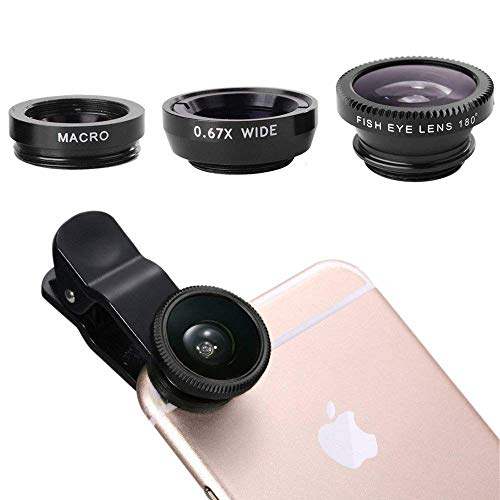 Phone Camera Lens Macro Lens & Wide Angle Lens & Fisheye Lens Clip Cell Phone Camera Lens for Smartphone