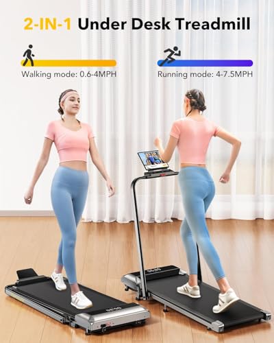 TOPUTURE Walking Pad with Incline, 2 in 1 Foldable Treadmill with Handle Bar for Home/Office Small, Portable Compact Under Desk Treadmill with Remote Control, APP & LED Display 300LBS Capacity
