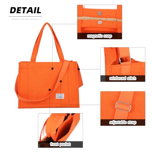 Image of Valleycomfy Corduroy Tote Bag for Women Travel Crossbody Bag | Purse Women Shoulder Bags Work Handbags Everyday Hobo Bag