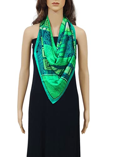 Image of Satin Silk Women's Large Square Floral Fashion Scarf | Soft satin silk neck scarf, head scarf, hair scarf, bandana, wrap, hijab, lightweight fashion accessory