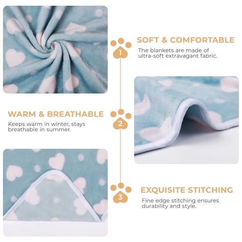 Image of 1 Pack 3 Blankets Super Soft Cute Dot Pattern Pet Blanket Flannel Throw for Dog Puppy Cat Purple /Pink /Cyan Medium