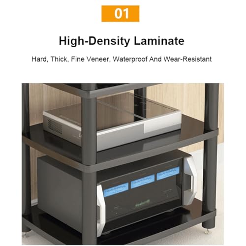 Nowoczesny stojak HiFi 1/2/3/4-poziomowy stojak na media AV, drewniana półka narożna stereo i na komponenty odtwarzacza CD, idealny do kina i telewizora, biały, 60 x 48 x 8 cm
