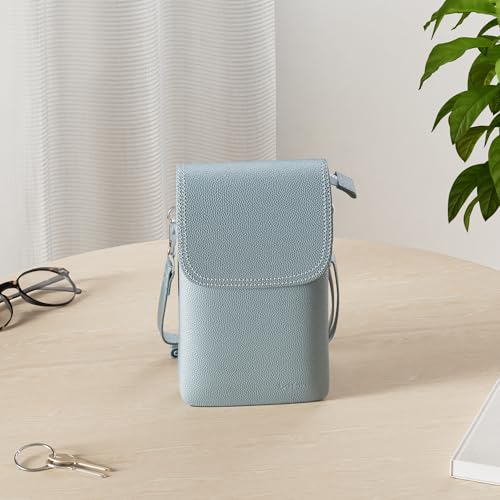 Image of befen Genuine Leather Small Crossbody Bags for Women Cell Phone Bag Cross Body Purses,Silver Zipper
