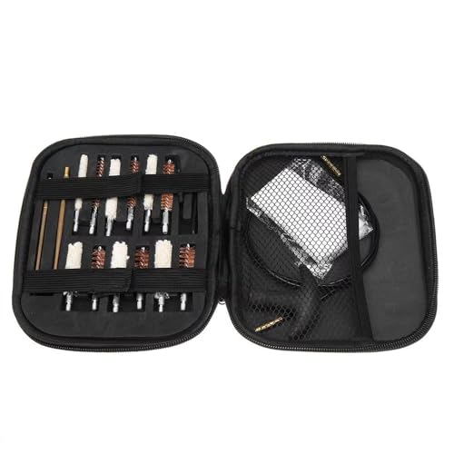 Pistol Cleaning Kit, 22cal Air Tube Cleaning Kit, 22, 270, 357, 38, 9mm, 40, 45 Caliber Pistol Cleaning Kits, Equipped with Brass Serrated and Nylon Flexible Cable, Zippered Compact Case