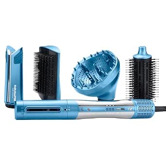 BaBylissPRO StyleSwitch Ionic Multi-Styler, Air Styler and Hair Dryer, Lightweight Hot Air Brush with 5 Attachments, Automatic Dual Voltage