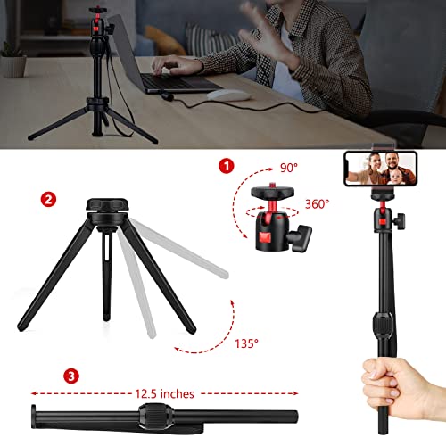 Mini Tripod For Camera, Aluminum Travel Camera Tripod Tabletop For Video Recording Vlogging, Selfie Stick, 360° Ball Head, 1/4 Screw, Compatible With Camera Iphone Dslr Projectors Camcorder #TOP3