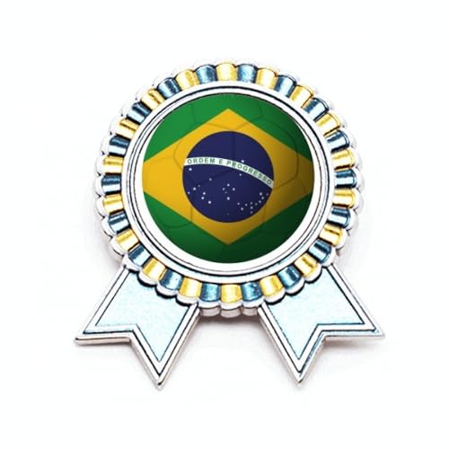 Broche Brésil en métal de taille M, médaille football de qualité