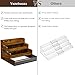 Yuzehuaza 4 Step Countertop Liquor Bottle Display Shelf, Wood Bar Shelves 16 Bottles with Fences, Freestanding Storage Shelves for Liquor Whiskey Wine Coffee Syrup Display, Retro Wine Rack Home