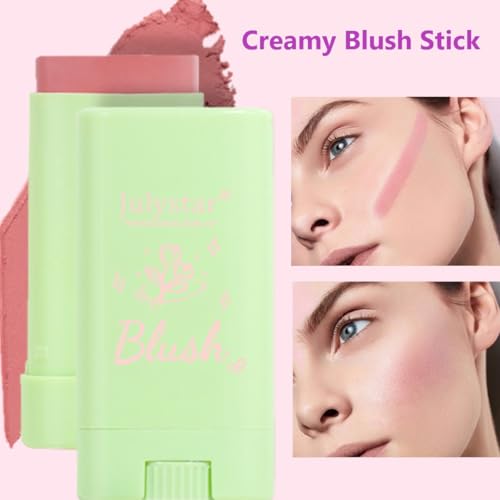 KARLOR Cream Blush Stick, Creamy Blush Stick Creme Blush Pink Cream Blush Stick pink Blusher Creamy Blush Cream Blusher Stick Blusher for cheeks make up Blush matte waterproof long -lasting (01) - Image 3