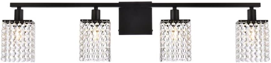 Phineas 4 Lights Bath Sconce in Black with Clear Crystals (LD7012BK)