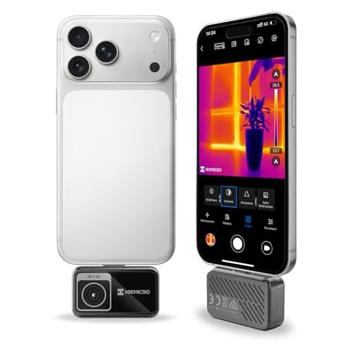 Hikmicro Minie Thermal Camera iPhone & Android, 192 * 192 SuperIR Resolution, Thermal Imaging Camera No Battery for Phone/Tablet, USB C/Lightning Port