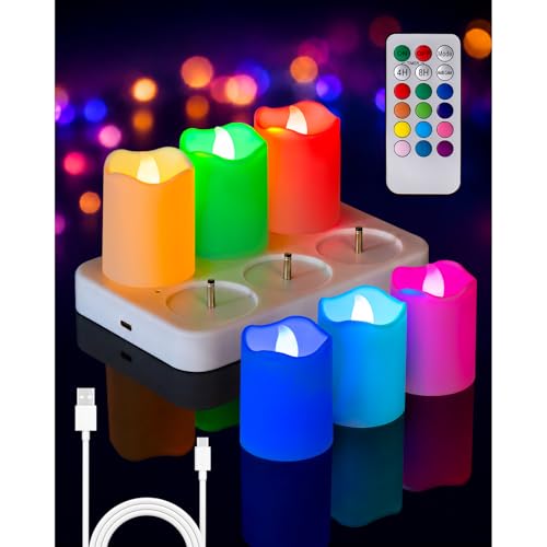 Velas votivas sin llama recargables con luces LED de colores para hogar