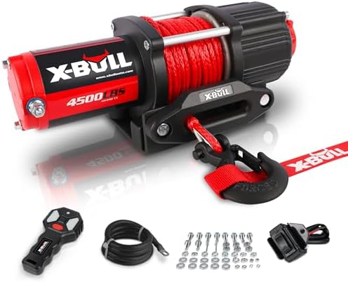 X-BULL 4500 lbs Winch 12V Electric Winch Kits with Fairlead, ATV/UTV Winch with Waterproof Synthetic Rope Winch with Wireless Remotes and Mounting Bracket