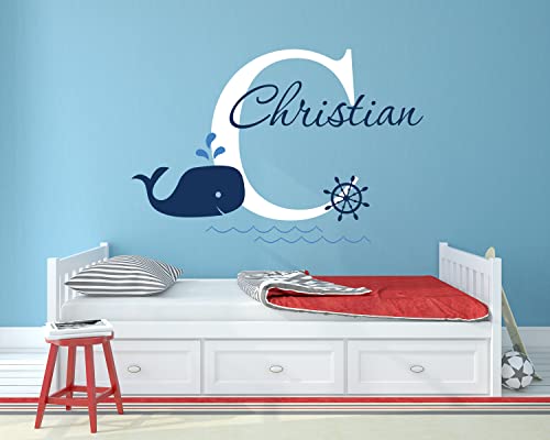 Vinilo decorativo ballena náutica para pared miniatura 4