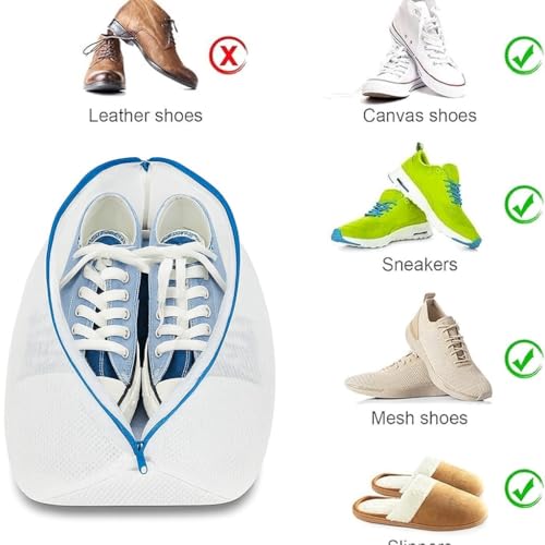 Image of 2 PCS Laundry Bag for Shoes, Lingerie Etc., Mesh Laundry Bag with Zipper for Sneakers, Running Shoes, Socks, Bra, Delicates and Toys Etc.