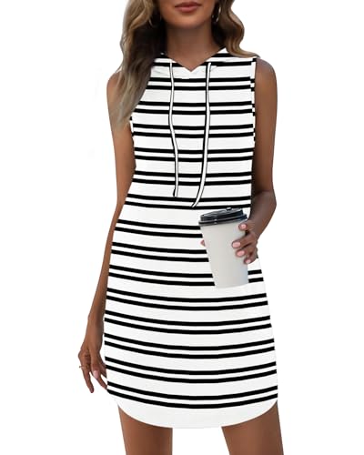 WNEEDU Sommerkleid Damen mit Kapuze...