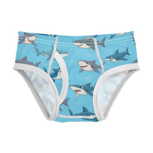CHIFIGNO Cute Cartoon Sharks Blue Boys' Briefs Cotton Boys Underwear Soft Printed Briefs Underwear