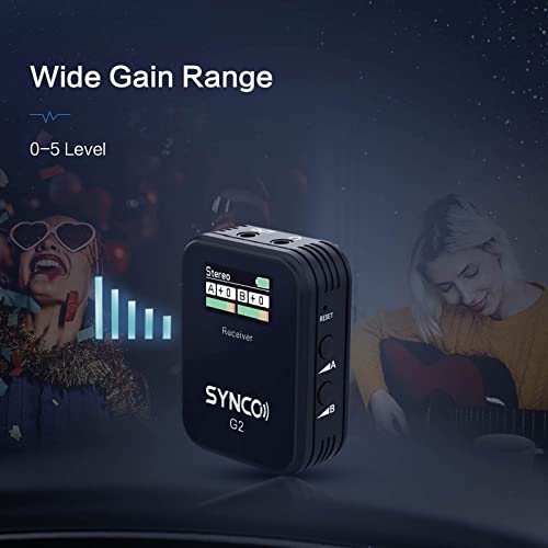 SYNCO G2 (A2), sistema de microfone de lapela sem fio 2.4G Transmissor duplo e 1 receptor Microfone