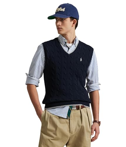 POLO RALPH LAUREN Men's Cable-Knit Cotton Sweater Vest - Main Image