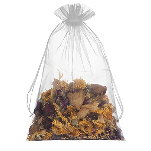 50 PCS 8x12 White Organza Bags, Jewelry Gift Bags for Party,Wedding Favor Bags with Drawstring, Jewelry, Festival, Makeup Organza Favor Bags,net gift bags,drawstring goody bags