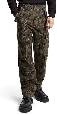 G-STAR Para Hombre Pantalones R-3N Regular Straight Cargo, Multicolor (Shadow Olive Island Camo D25224-D386-G739), 28W / 32L