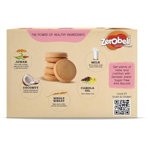 Image of Zerobeli Jowar Coconut Cookies 375g (Pack of 1) | Delicious & Healthy Snack | Wholesome Treat for All Ages | Crunchy & Natural Goodness I No Maida, No Palm Oil, No Preservatives | Protein-Rich