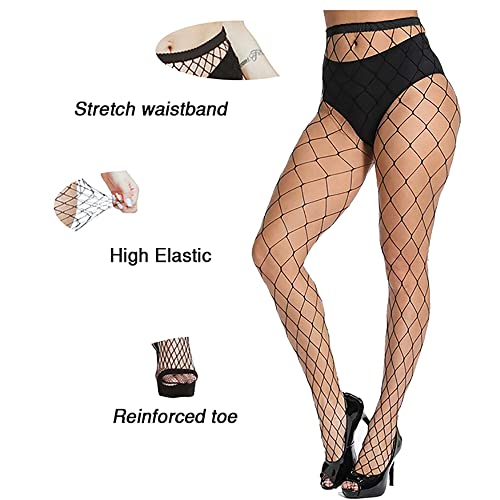 Notherss 4 PCS Womens High Waist Tights,Fishnet Stockings For Women, Black and White Fishnet Stockings,Halloween Gifts2