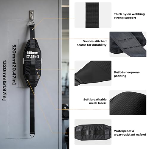 Image of Wall Mounted Pull Up Bar with Hanging Ab Straps, Carbon Steel Chin Up Bar with 8mm Steel Plates, Adjustable Oxford Cloth Ab Sling Straps for Pull Ups, Knee Raises, Leg Raises, Home Gym Training(Black- Ab Straps)