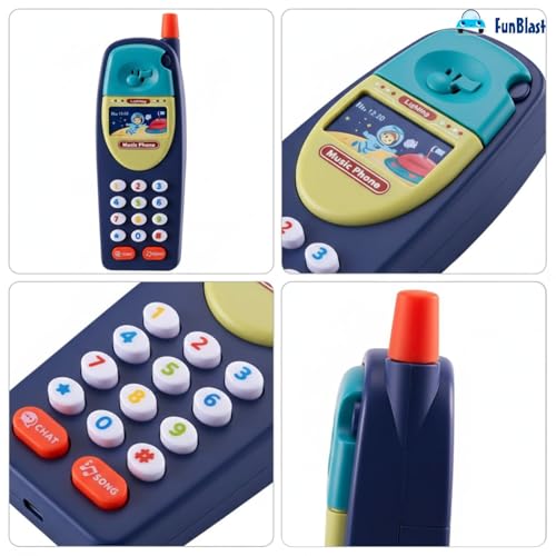 Image of FunBlast Cartoon Musical Mobile Phone for Kids, Mobile with Light & Sound Toys for Babies | Educational Toys for Kids 3+ Years /Boys /Girls-1 Unit (Blue-A)