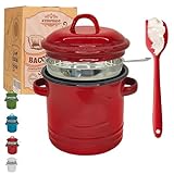 Donubiiu 2026 New Bacon Grease Container with Strainer, 46oz Large Capacity Grease Jar for Kitchen, with Food-Grade Silicone Spatula, for Greases, Dishwasher Safe (red)
