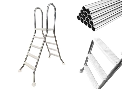 Escalera para piscina elevada de acero inoxidable 4 peldaños