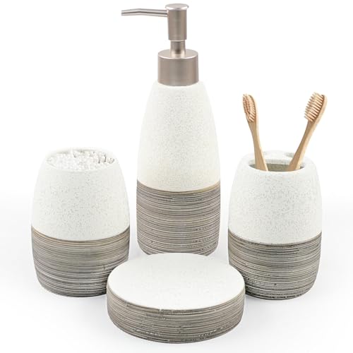 CERBIOR Bathroom Accessories Set,4 Pcs Ceramic Bathroom Decor...