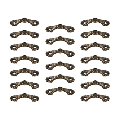 ZAANHA 20pcs Bronze Drawer Pulls 1.1 inch Hole Centers Vintage Decorative Handles Antique Floral Knobs for Furniture Wooden Case Chest