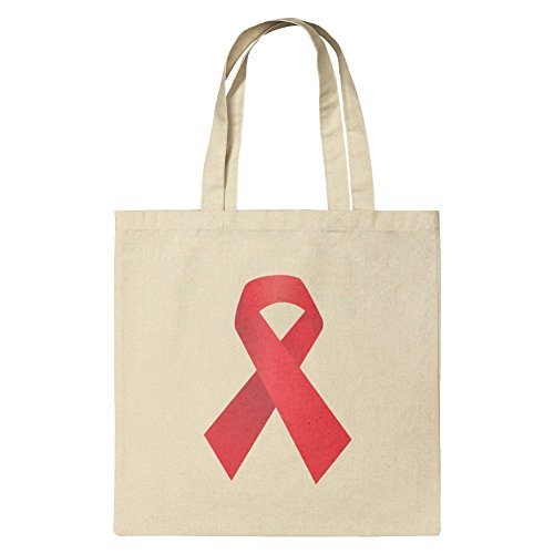 Red Awareness Ribbon Drug Free HIV AIDS Grocery Travel Reusable Tote Bag