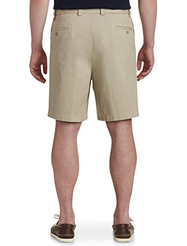Harbor Bay By Dxl Big And Tall Waist-Relaxer Pleated Shorts, Khaki 52 Reg #TOP1