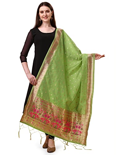 Image of DEVANGI Women's Woven Banarasi Silk Dupatta /Chunni For Women, Floral Print 1 Meter Wide and 2.3 Meter Length Printed Designer Dupatta /Chunni For Girls
