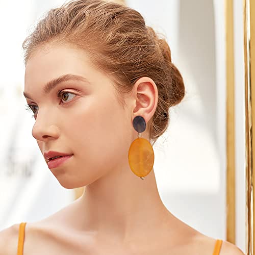 Tovaba Acrylic Earrings, Frosted Resin Statement Earrings Fashion Dangle Bohemian Fun Retro Earrings Boho Drop Costume Beach Jewelry For Women Yellow #TOP2