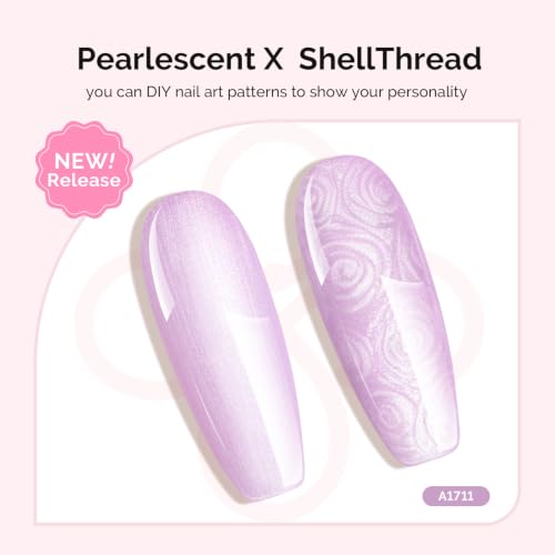 Image of MelodySusie Pastel Purple Pearl Gel Nail Polish,0.5fl oz Soak Off UV LED Drawing Shimmer Gel Polish Soak Off Swirl Shell Thread Effect Gifts for Women Nail Art Manicure Salon DIY Nail Design-A1711