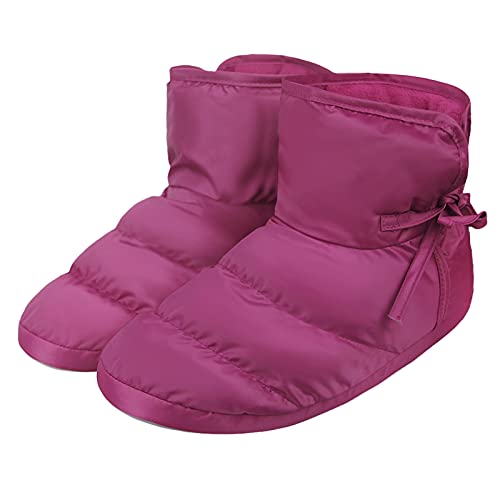 Unisex Thermal Down Slippers Winter Warm Cozy Fleece Indoor Slippers Bootie Shoes Ankle Snow Boots Footwear for Men Women