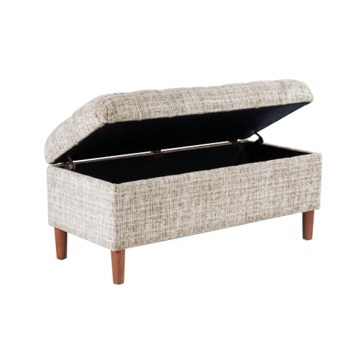Image of HomePop 40 inch Ainsley Button Tufted Storage Bench - Cream Textural Woven