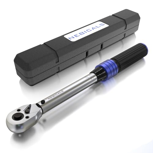 NEBICALS 1/4-inch Drive Dual-Direction Click Bike Torque Wrench (20-220in.lb / 2.3-24.9Nm) 72-tooth, 10'' Length for Garage Maintenance, Small Engine, Bolt & Nut Fastening