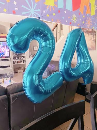 Image of Number Balloons Blue 9 Balloon 40 inch for 9 Birthday Party Decorations | Saturated Color, Large 40 in, With Inflation Straw & Hanging Hole, Great for Men's Party, Back-To-School Season, Pool Party