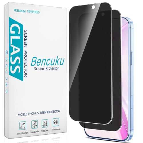 Bencuku 2 Pack Privacy Screen Protector for iPhone 18 Pro Tempered Glass