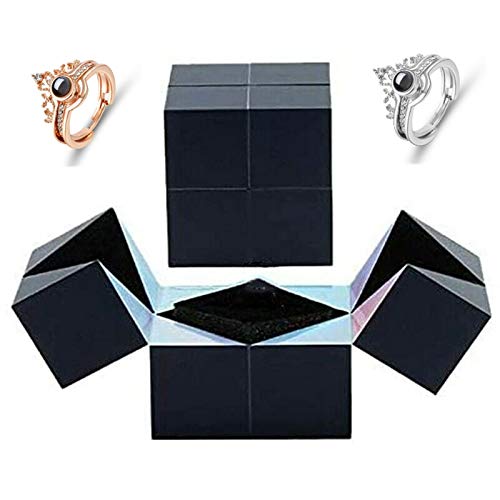 Puzzle Jewellery Box, Jewelry Gift Box Bracelet, Puzzle Jewelry Box, Creative S925 Ring Box, Personality Creative Ring Open Ring for Women, Two Ways to Open (Golden)