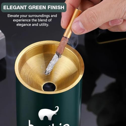 Image of HASTHIP Ashtray Stainless Steel 3.9x3.9x3.9 Windproof Lid for Home Car | Windproof Design Reduces Smoke Escape, Durable Steel Build, Easy-Clean Funnel Lid for Home and Car Use
