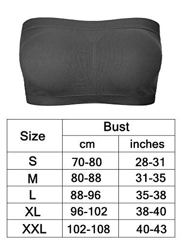 Satinior 4 Pieces Women Seamless Bandeau Bra Strapless Bralette Padded Tube Top Bra #TOP2